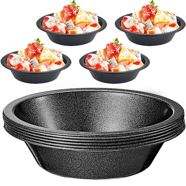 6 st Mini Pajformar 5 tum, Icke-klibbig, Livsmedelsklassad Kolstål, Diskmaskins- och Ugnssäker, Runda Bakplåtar för Dessert, Tårta, Tart, Kökstillbehör, Jikaixiang