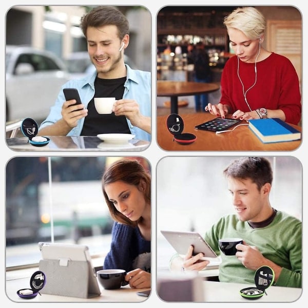 Kuulokkeiden kantolaukku, pieni vetoketjullinen pyöreä laukku nappikuulokkeille, älypuhelimen kuulokkeille, langattomille kuulokkeille, USB-kaapelille, SD-kortille, musta Black