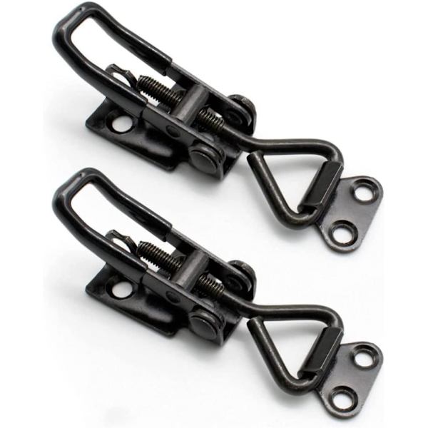 2-pak Metal Toggle Latch, Kasse Lukning Spændingslås Toggle Clamp Latch Justerbar Toggle Latch Quick Release Toggle Catch Latch (Sort 2 stk)
