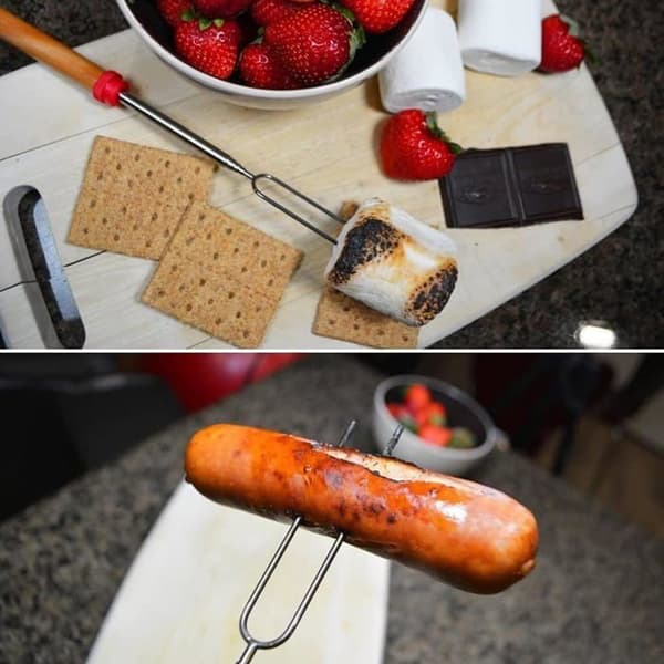 4 teleskopiska marshmallowspett 31-81cm. Rostfritt stål, perfekt för lägereldar och rostning.