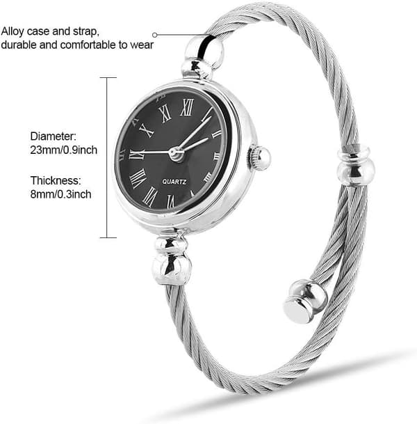 Dame Quartzure, Kvindelig Analog Rund Legeringsrem Åben Armbåndsur 1