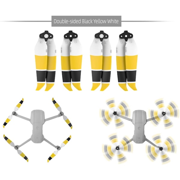 Air 2S potkuri, matalan melutason potkuri, taitettava 7238F potkuri DJI Mavic Air 2/Air 2S -lennokkitarvikkeisiin (musta, keltainen, valkoinen, 4 kpl)