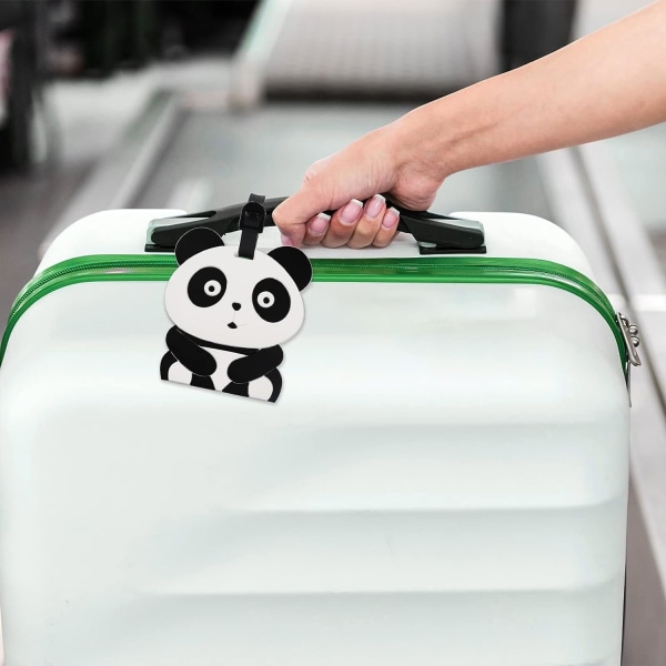 4st Bagagelappar för resväska, Söta Panda-resväskaetiketter med namn-ID-kort, justerbara resetillbehör Resväskaetiketter Identifierare