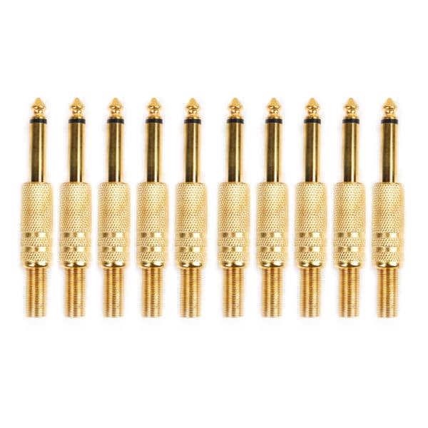 10 stk. forgyldte 6,35 mm han 1/4 monojack stik o-forbindelse lodning