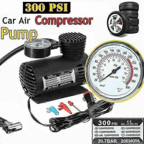 300psi 12v Mini Bil Elektrisk Luftpumpe Luftkompressor Bærbar Dekkoppblåser For Bil Sykkel