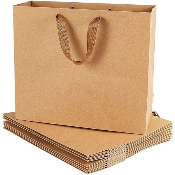 Presentpåse - Presentinslagning - 10 st - 32*28*11.5 cm - Presentpåse - Påse - Papper - Till jul, födelsedagar, fester - Pappersbärkasse