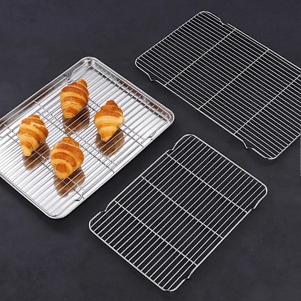 Grill Multipurpose Fødevaregodkendt Varmebestandig Non-stick Tyk Stegt Kød Rustfrit Stål Udendørs BBQ Grillnet Madlavning 30cm B