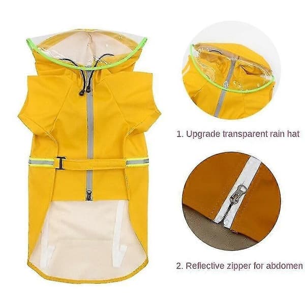 Vanntett regnfrakk for kjæledyr med refleksstriper Yellow 4xl