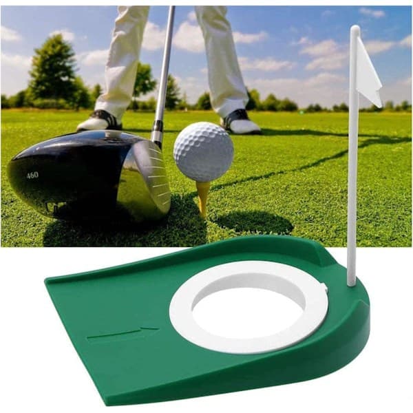 Golføvelseshul i plastik, justerbart med hul og logo