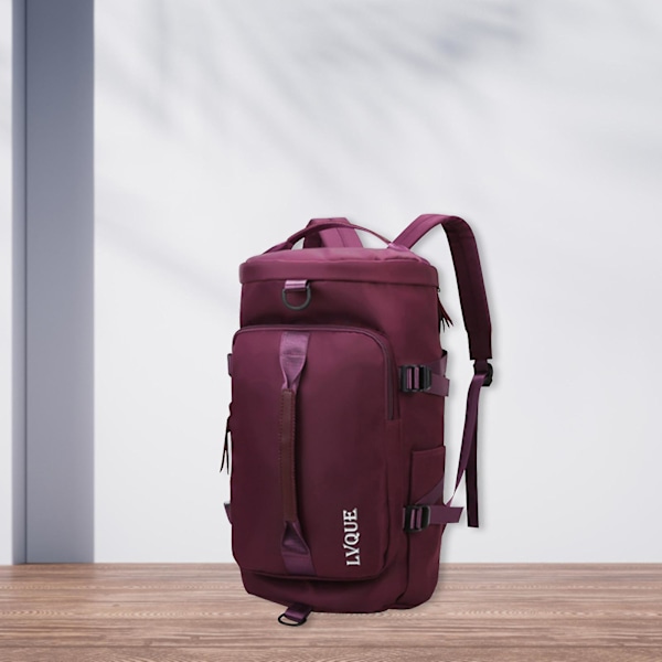 Gymtaske til Kvinder Sportstaske Rejsetaske Weekender Overnight Taske med Skoafdeling purplish red