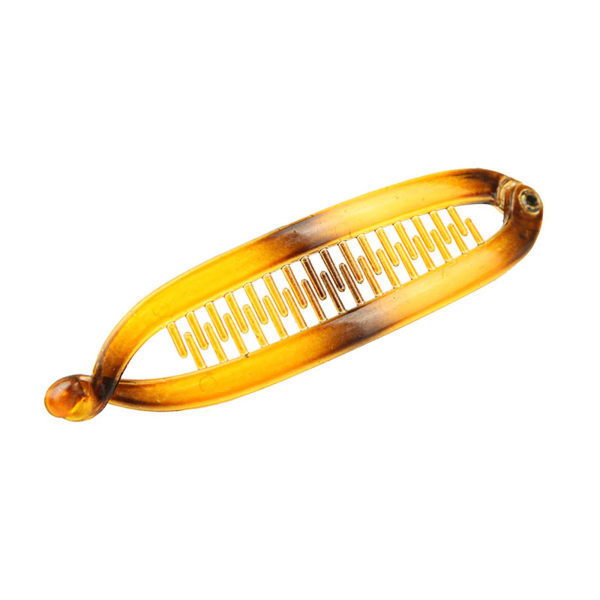 Banan hårklipp Korn Twist Kam Klemme Grip Slide Fisk B svart One-size