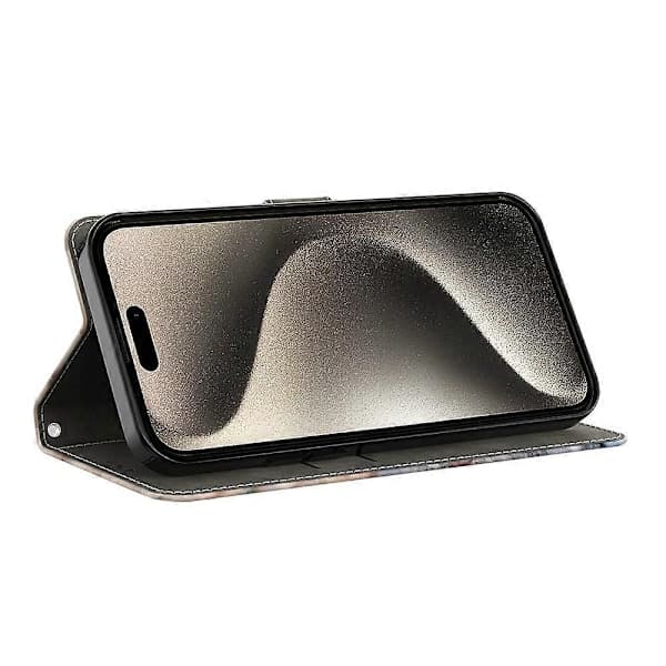 Til iPhone 15 Pro Etui 3D Mønster Print Læder Wallet Etui