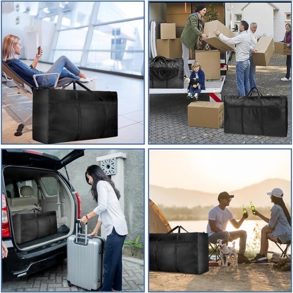 2 stk 240L Storeposer, Ekstra Store Flytteposer med Glidelås for Flytting Hjem Oppbevaring Klær