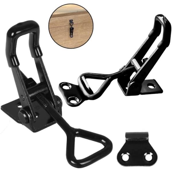 2-pak Metal Toggle Latch, Kasse Lukning Spændingslås Toggle Clamp Latch Justerbar Toggle Latch Quick Release Toggle Catch Latch (Sort 2 stk)