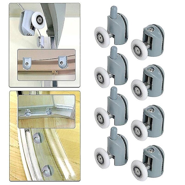 8 stk. Brusedørsruller 25mm Rulleguide til Brusekabinet Glas