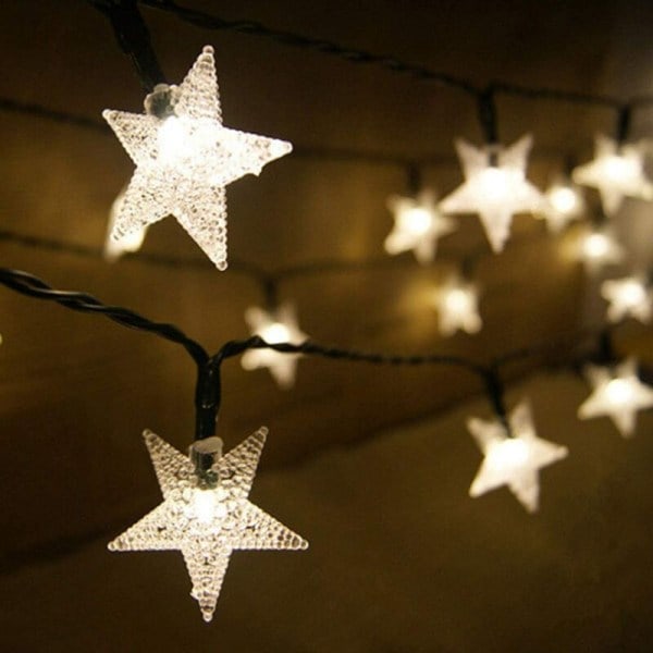 Solcelled Lyslenke Utendørs med Lysføler 7M 50 LED Vanntette Strenger Stjerne Krystallkule Juletre Dekorasjon Juletre Fest