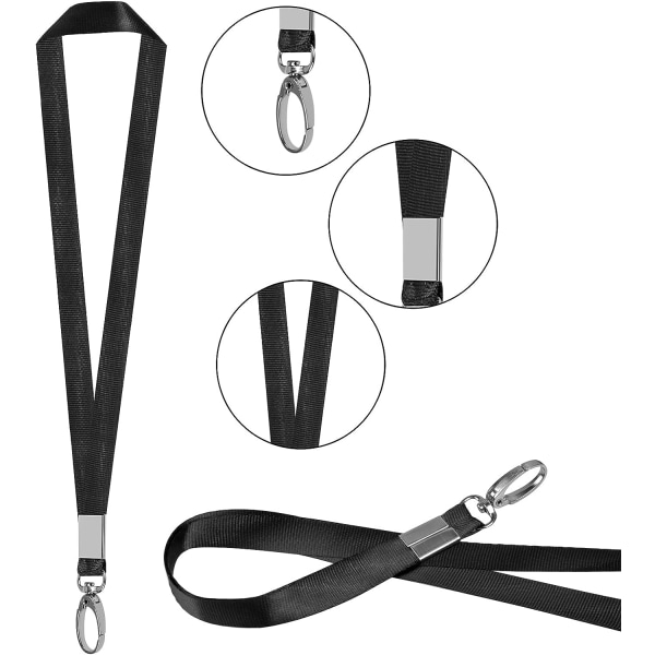 15-pakks Lanyard for ID-merker Svart nøkkel Lanyard med klips Nakkestropp med merkeklips Bulk Lanyards for nakke Navneskilt holder, ID-kort, Nøkkelstropp