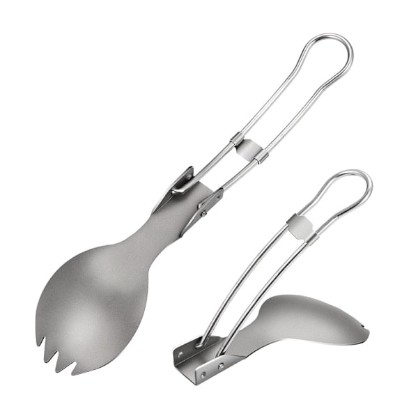 Folding outdoor camping cutlery, folding spoon made of pure titanium