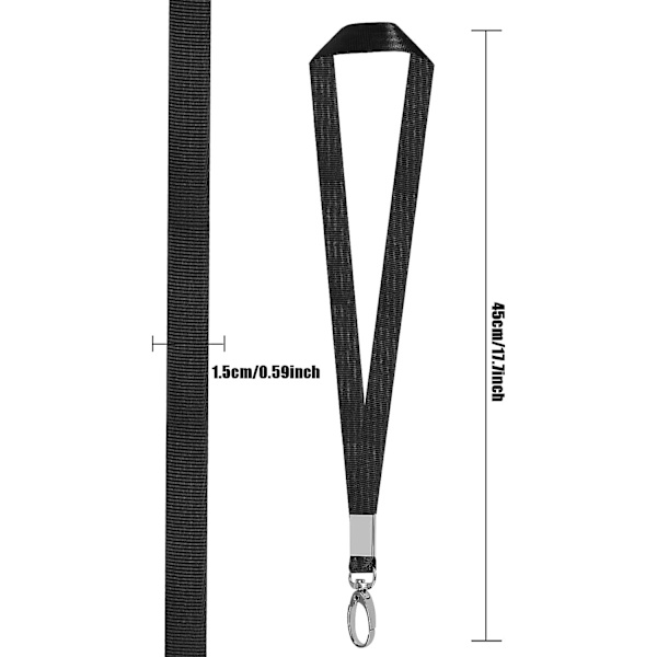15-pak Lanyards til ID-badges Sort Nøgle Lanyard med Klips Halsstrop med Badge Klips Bulk Lanyards til Hals Navneskilteholder, ID-kort, Nøglesnor