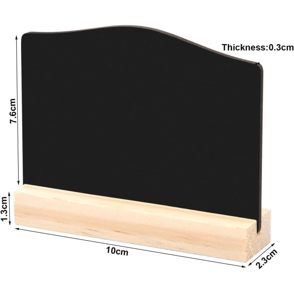 4 st Mini svart tavla i trä, dubbelsidig skifferetikett, rektangel