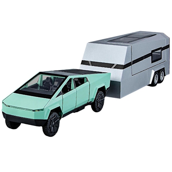 1:32 Tesla Cybertruck Pickup Caravan Diecast Modellbil Lekebil Lyd Lys Barn Gave Boris Green