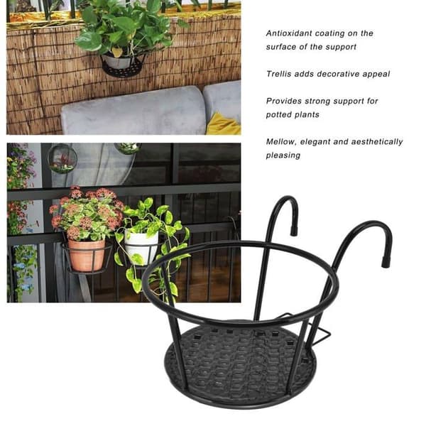 Set med 2 hängande blomkrukor för räcken, mångsidig planteringskorg i järn