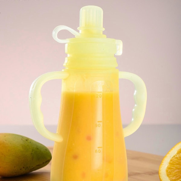 Gjenbrukbar Matposefyller for Spedbarn Babymat Puree Maker Klem Mat Oppbevaringspose Multifunksjon Oransje Orange