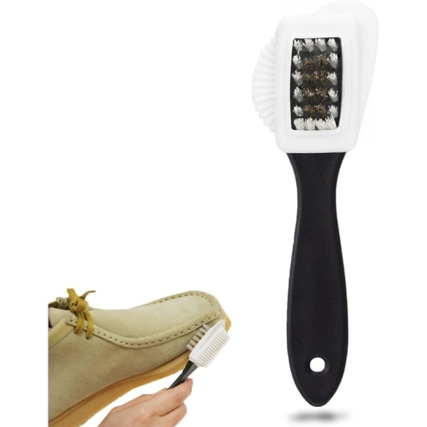 Borsta för skor, 4-sidig skoborste Nubuck borste, för rengöring av mockaskor