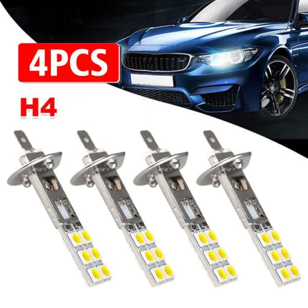 4X H1 6000K Super White LED Hovedlyspærer Kit Tåkelys