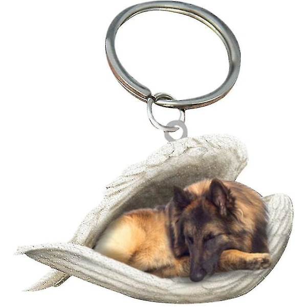 2 st Angel Sovande Hund Akryl Nyckelringar Hängsmycken Heminredning Prydnader Kontorsmaterial Presenter A Belgian Shepherd