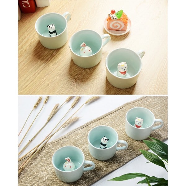 3D Djurmugg Djur Inuti Koppen Cartoon Keramisk Figur Tekopp Jul Födelsedagspresent Till Barn Kvinnor Män Kaffe Mugg 3