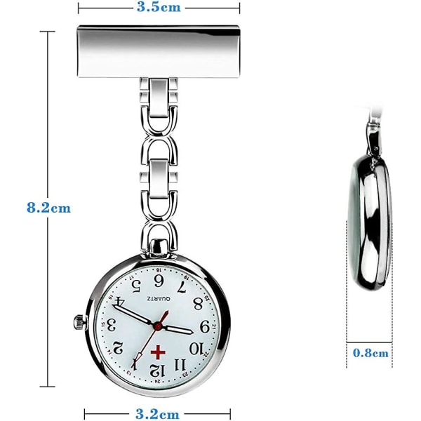 Nurses Fob Watch - Medicinsk reversnål Clip-on broche hængende lomme Fob ure til mænd kvinder