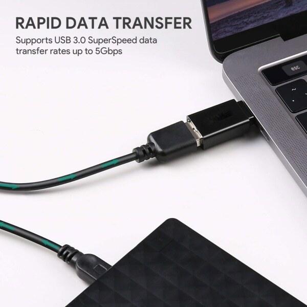 Supernopea USB C - USB 3.0 -sovitin musta