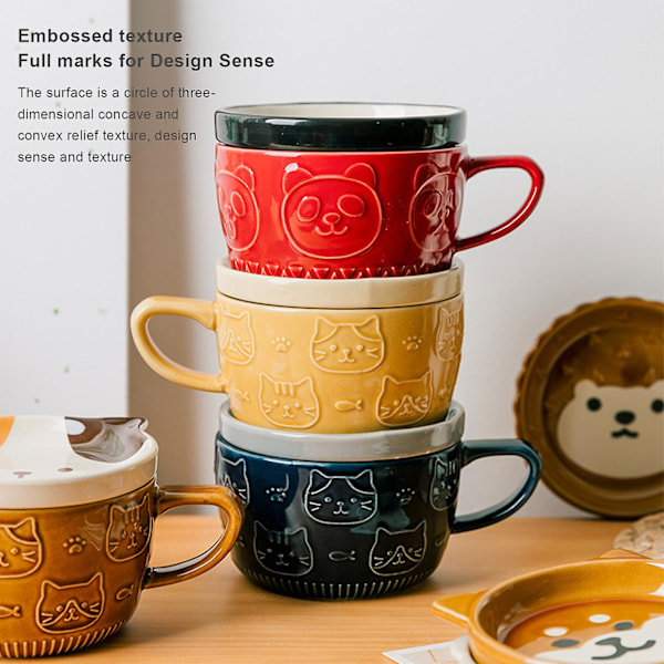 Keramisk Kaffemugg Tecknad Mugg Med Lock
