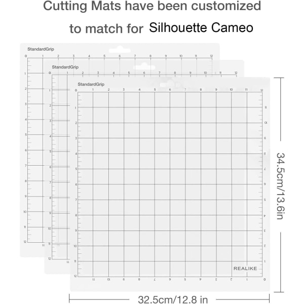 Standard Grip Cutting Mat for Silhouettes Cameo12X12 inch Clear Adhesive Sticky Cutting Mats in 3Pack Flexible Replacement Vinyl Cutting Mat for Craft