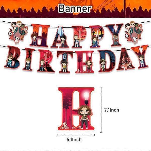 Stranger Things Festdekor Bursdag Banner Kaketopp Ballonger
