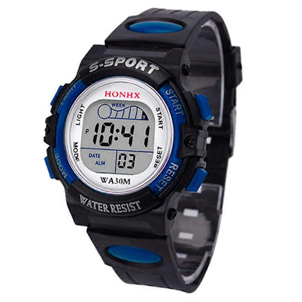 Mænds Studenter Mode Digital Multifunktionel Alarm Sports Armbåndsur Blue