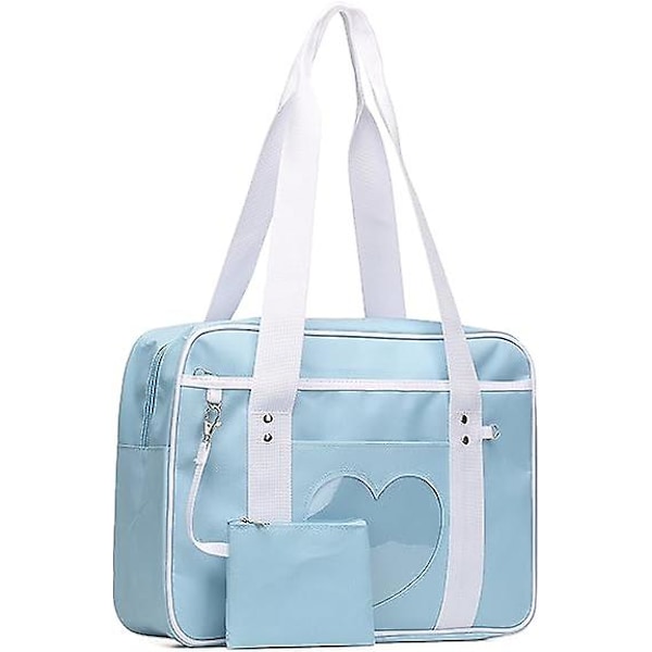 Kawaii Ita Bag Japansk Skoletaske Sød Tote Bag Stor Skulder Anime Hjerte Pung - Lyseblå