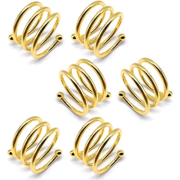 6 stk Tykke Servietringe, Smukke Servietholderringe, Servietholdere til Bryllupper, Middage, Guld