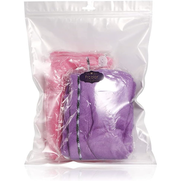 Hårhandduk Ultra Vattenabsorberande Twist Hår Turban Torkhuva Hår Wrap (2st Rosa Lila)