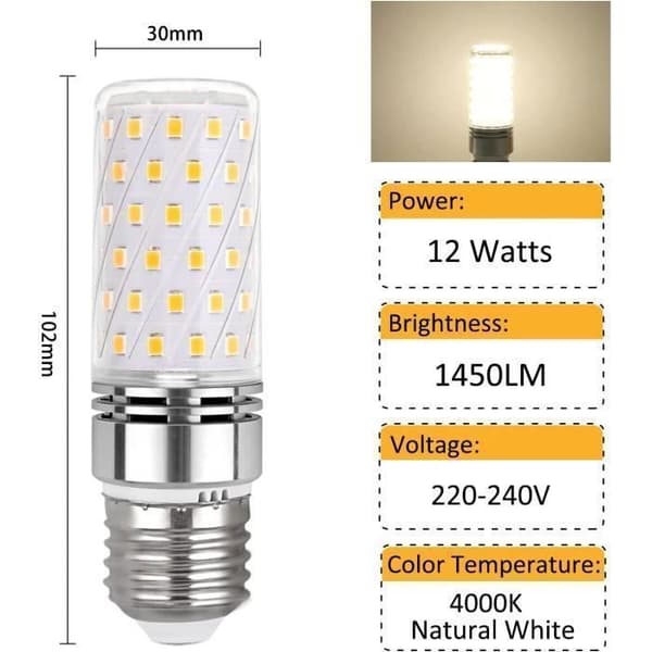 E27 LED-lampa 16W Kallvit 6000K, 6-pack, 1450LM, 360° spridningsvinkel, motsvarar 100W E27 Halogen, AC 230V
