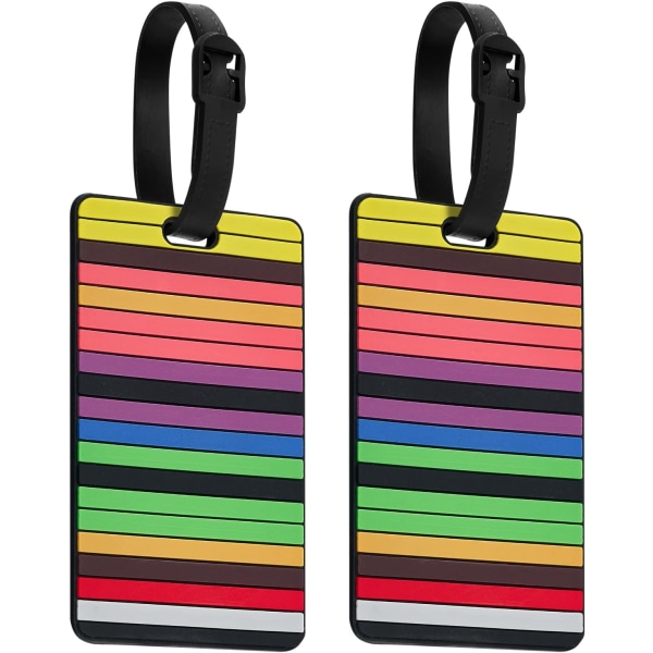 Bagasjemerker Pakke med to, Bagasjemerker Koffert-ID-etiketter Visittkortholder/reise-ID Bag-tag (fargede striper)
