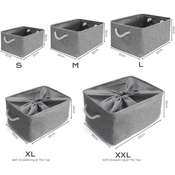 Sammenleggbar oppbevaringsboks, fortykket stoffoppbevaringskurv med håndtak for hyller leketøy (M, grå)