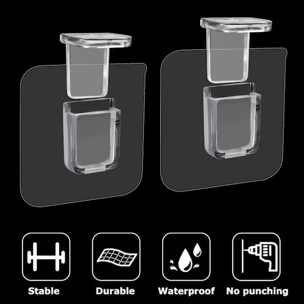 24-pack självhäftande hyllstöd, 6 x 6 cm hyllstöd, transparent D'é