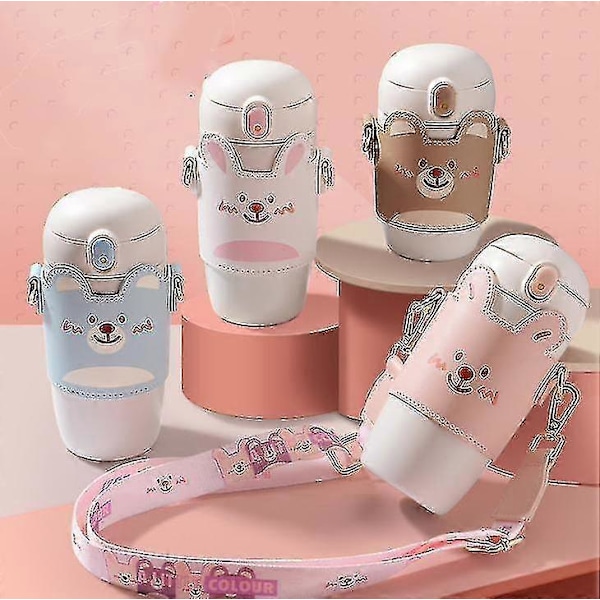 Isolert Vannkopp For Barn Crossbody Vannflaske Bærbar Kopp For Utendørs Yellow Bear 450ml