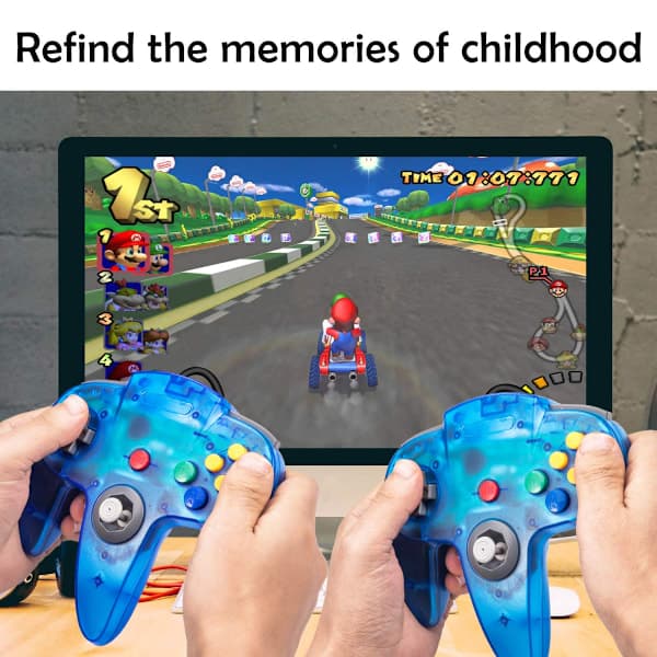 Klassisk USB-controller til N64-spil, USB Retro N64 Gamepad Blue