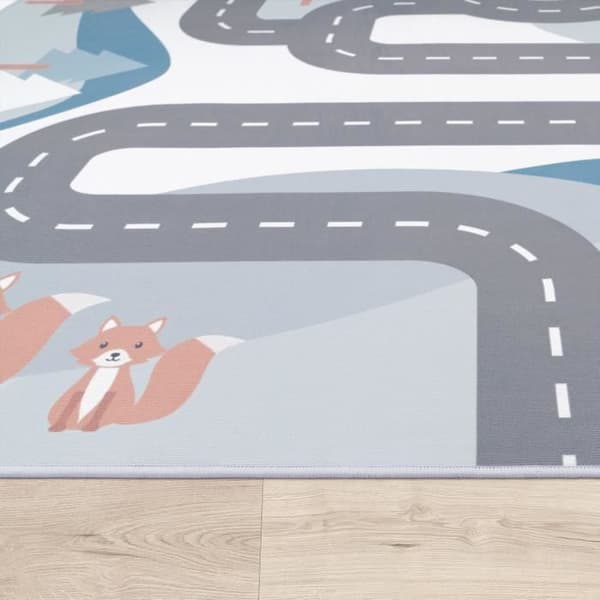 Børnetæppe, Legetæppe til børneværelser, Landskab og heste - Beige - 80x150 cm 80x150 cm