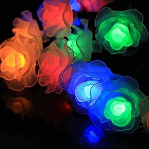 Solcelled Julebelysning, 30 Vandafvisende LED Rosehave Dekorationer Colourful