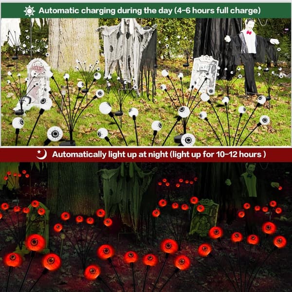 Ulkovalaistus Solar Horror Eyeball -koristevalot, 2 kpl 12 LED vihreää silmää
