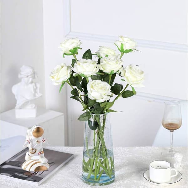 Kunstige blomster - 12 hvite roser - silke - 53 cm - realistisk utseende